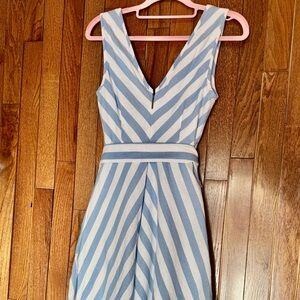 Kate Spade Blue and White Chevron Midi Dress